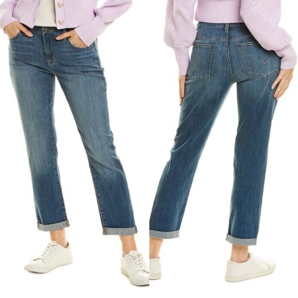 HUDSON Natalie Midrise Slim Boyfriend Crop Katya Wash Stretch Jeans